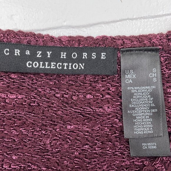 Crazy Horse Cardigan Womens Small Purple Floral Texture Quilt Nylon Sweater VTG - Picture 5 of 12